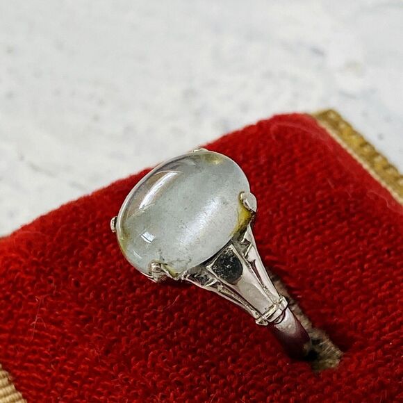 Gray Moonstone Sterling Silver Ring Sz 5 3/4 Retro Vintage Signed McGrath Hamin - Picture 3 of 11